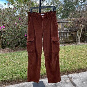 Aritzia TNA Corbett Brown Cargo Corduroy Pants in Rich Mocha Brown Size 4